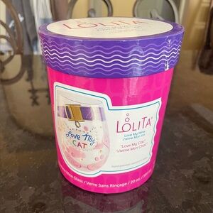 NEW Lolita Stemless Wine Glass Love My Cat